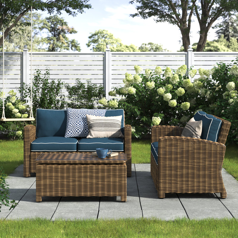 Lawson 3 Piece Rattan Sofa Seating Group with Cushions & Reviews